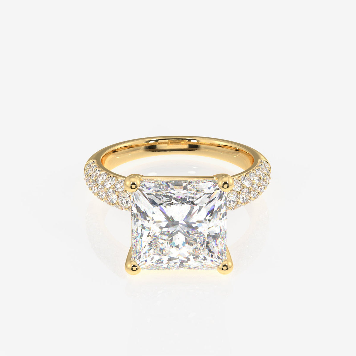 Princess Cut Moissanite Diamond Three Layer Pave Sterling Silver Ring