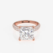 Princess Cut Moissanite Diamond Three Layer Pave Sterling Silver Ring