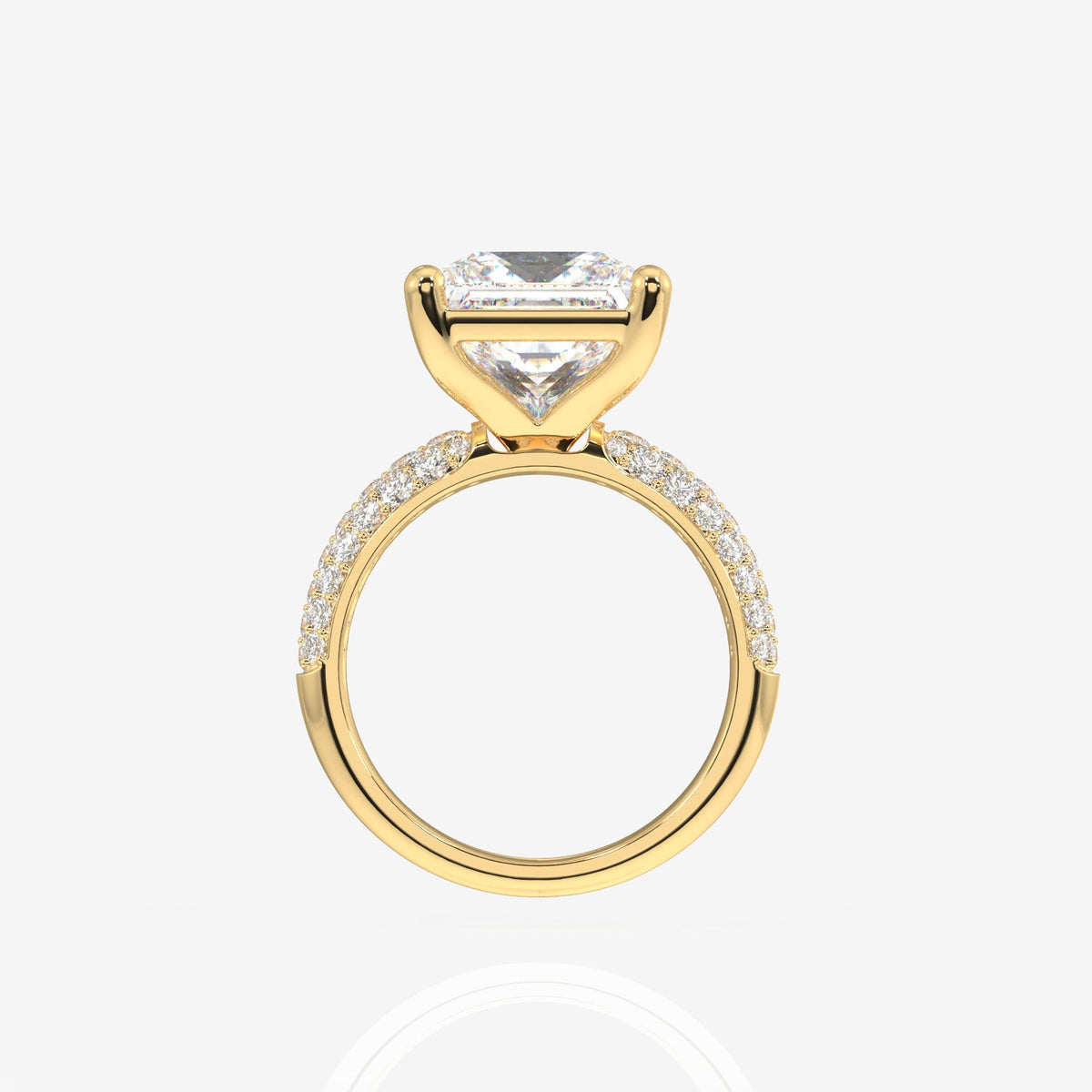 Princess Cut Moissanite Diamond Three Layer Pave Sterling Silver Ring