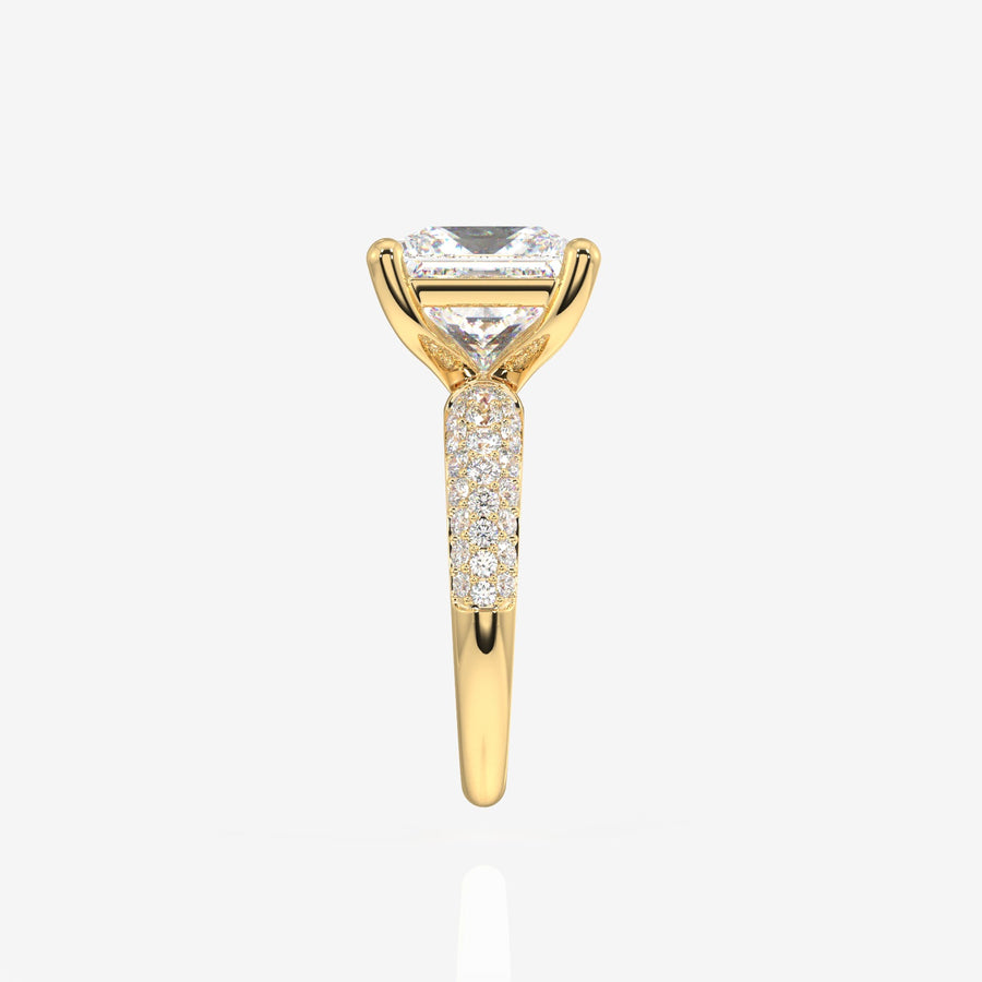 Princess Cut Moissanite Diamond Three Layer Pave Sterling Silver Ring