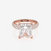 Radiant Cut Moissanite Diamond Three Layer Pave Sterling Silver Ring