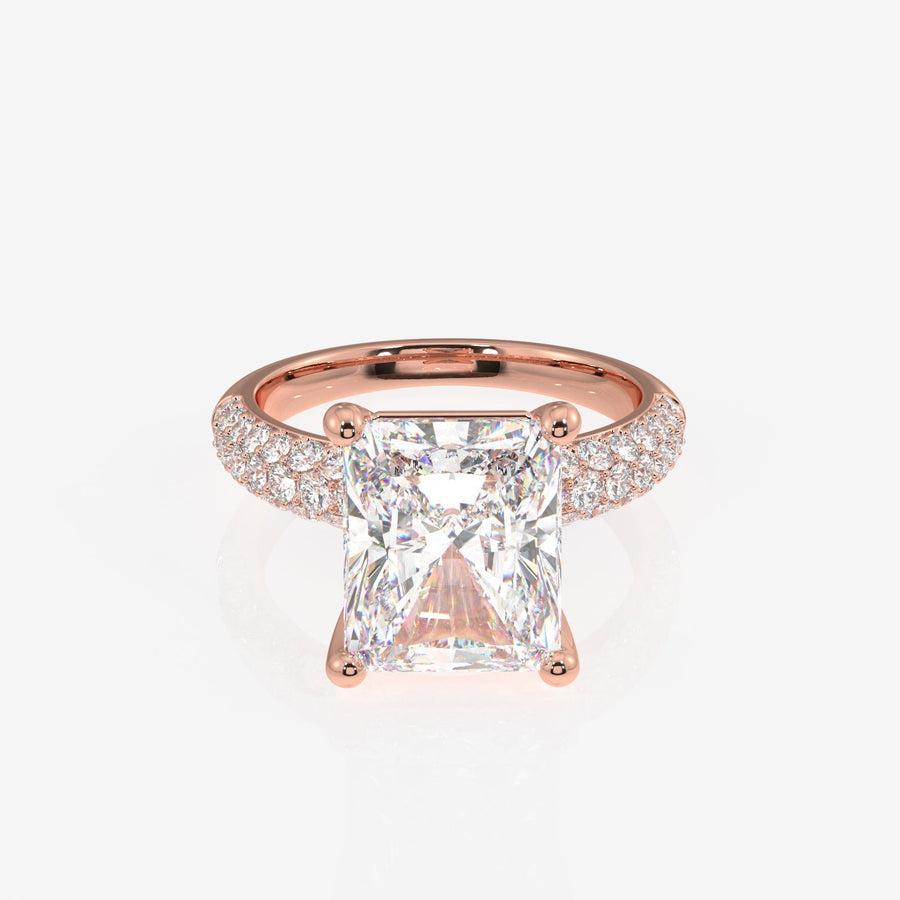 Radiant Cut Moissanite Diamond Three Layer Pave Sterling Silver Ring