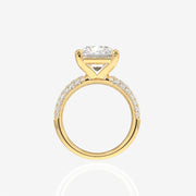 Radiant Cut Moissanite Diamond Three Layer Pave Sterling Silver Ring