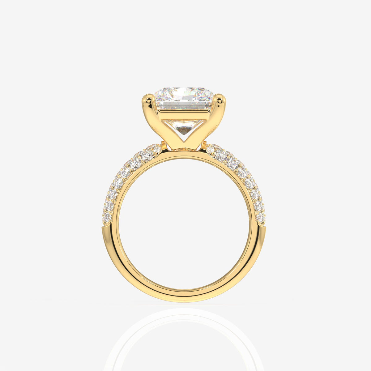 Radiant Cut Moissanite Diamond Three Layer Pave Sterling Silver Ring