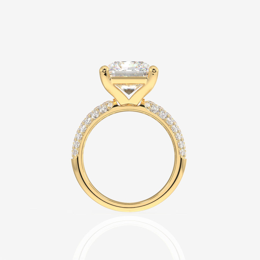 Radiant Cut Moissanite Diamond Three Layer Pave Sterling Silver Ring