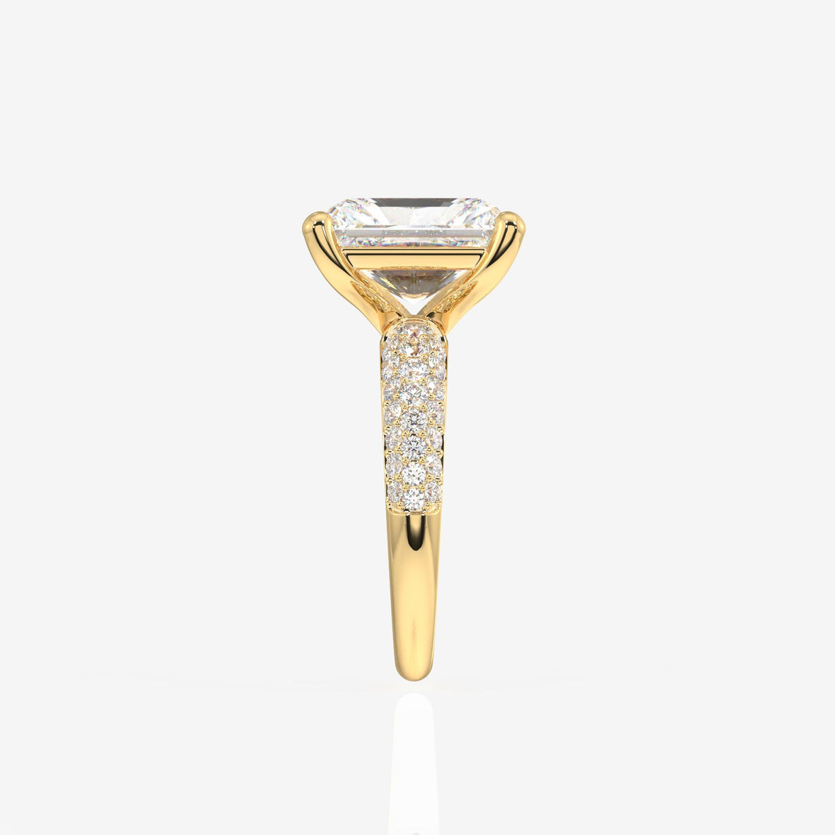 Radiant Cut Moissanite Diamond Three Layer Pave Sterling Silver Ring