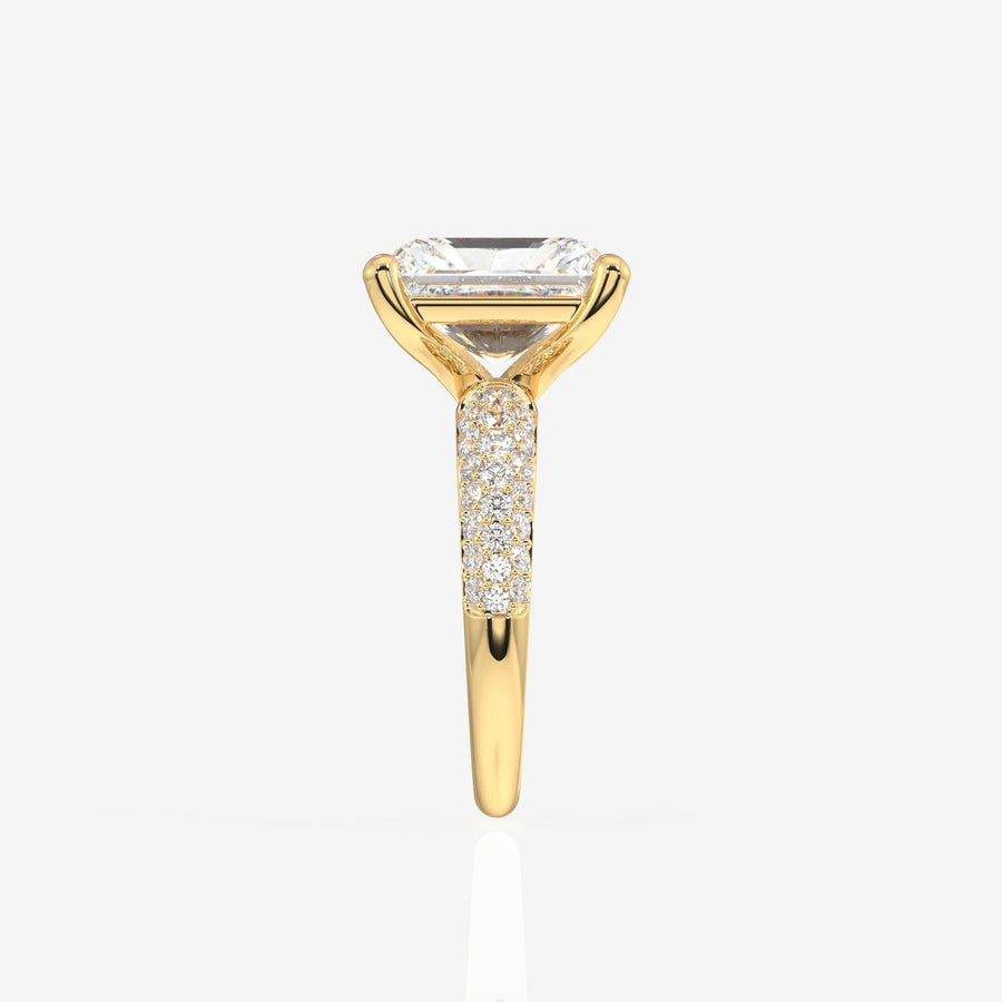 Radiant Cut Moissanite Diamond Three Layer Pave Sterling Silver Ring