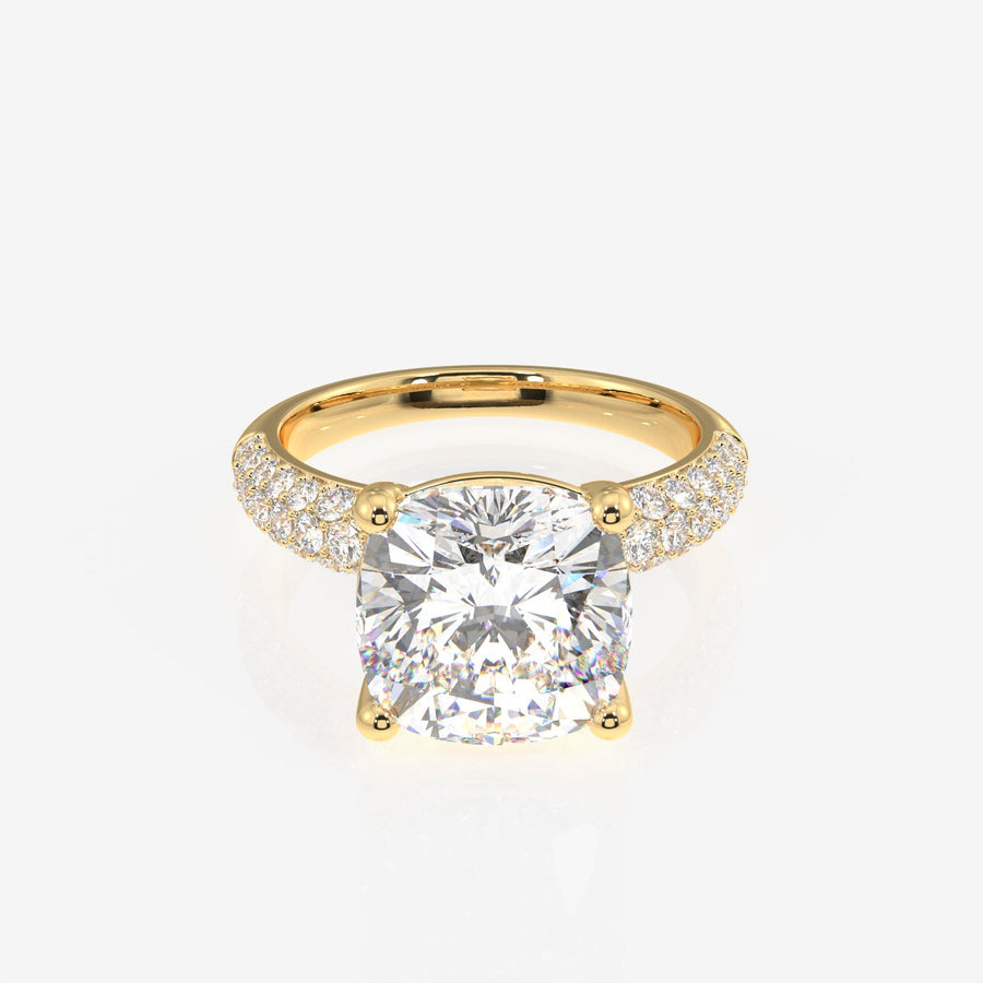Cushion Cut Moissanite Diamond Three Layer Pave Sterling Silver Ring