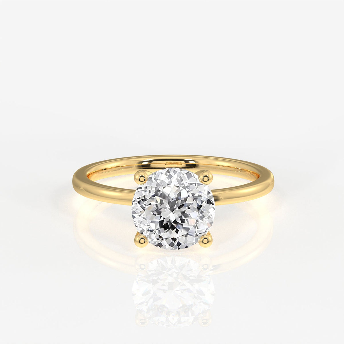 Portuguese  Cut Moissanite Diamond Classic Solitaire Engagement Sterling Silver Ring