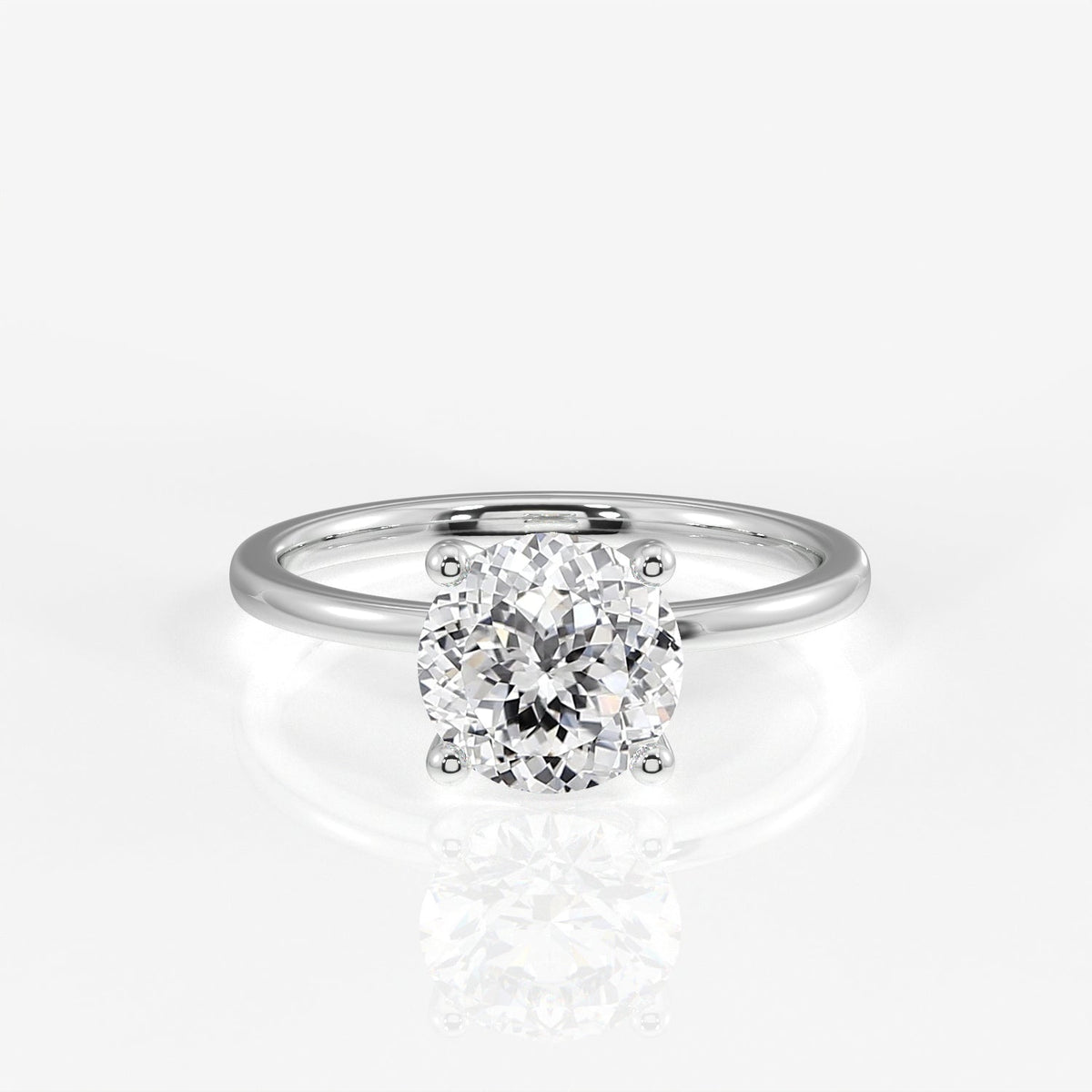 Portuguese  Cut Moissanite Diamond Classic Solitaire Engagement Sterling Silver Ring