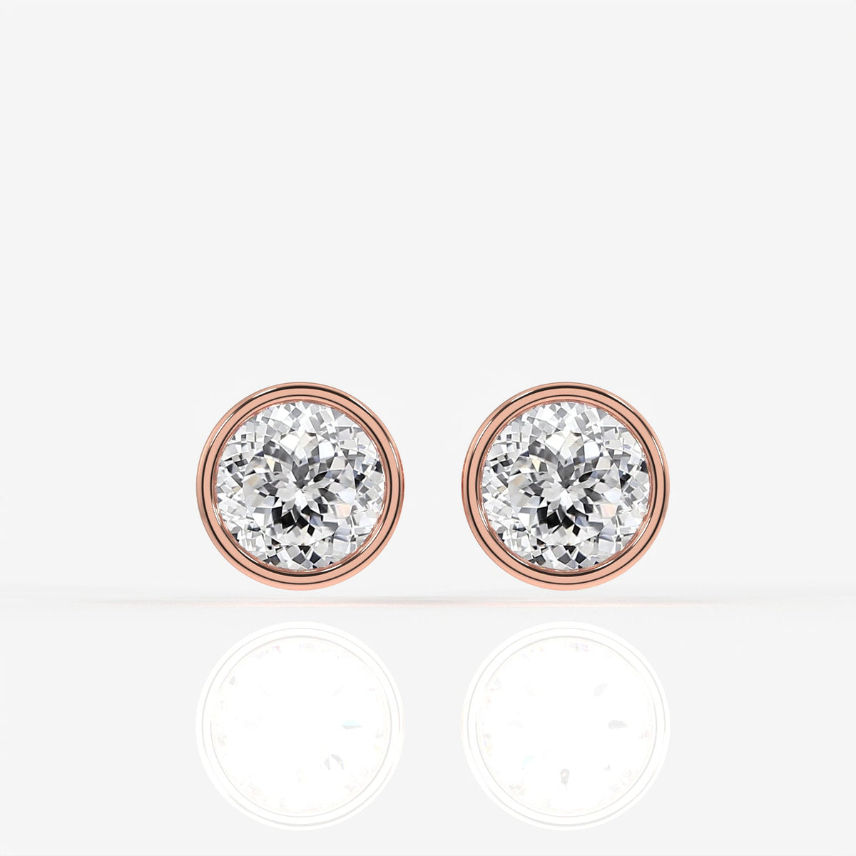 Portuguese Cut Moissanite Diamond Bezel Stud Sterling Silver Earrings