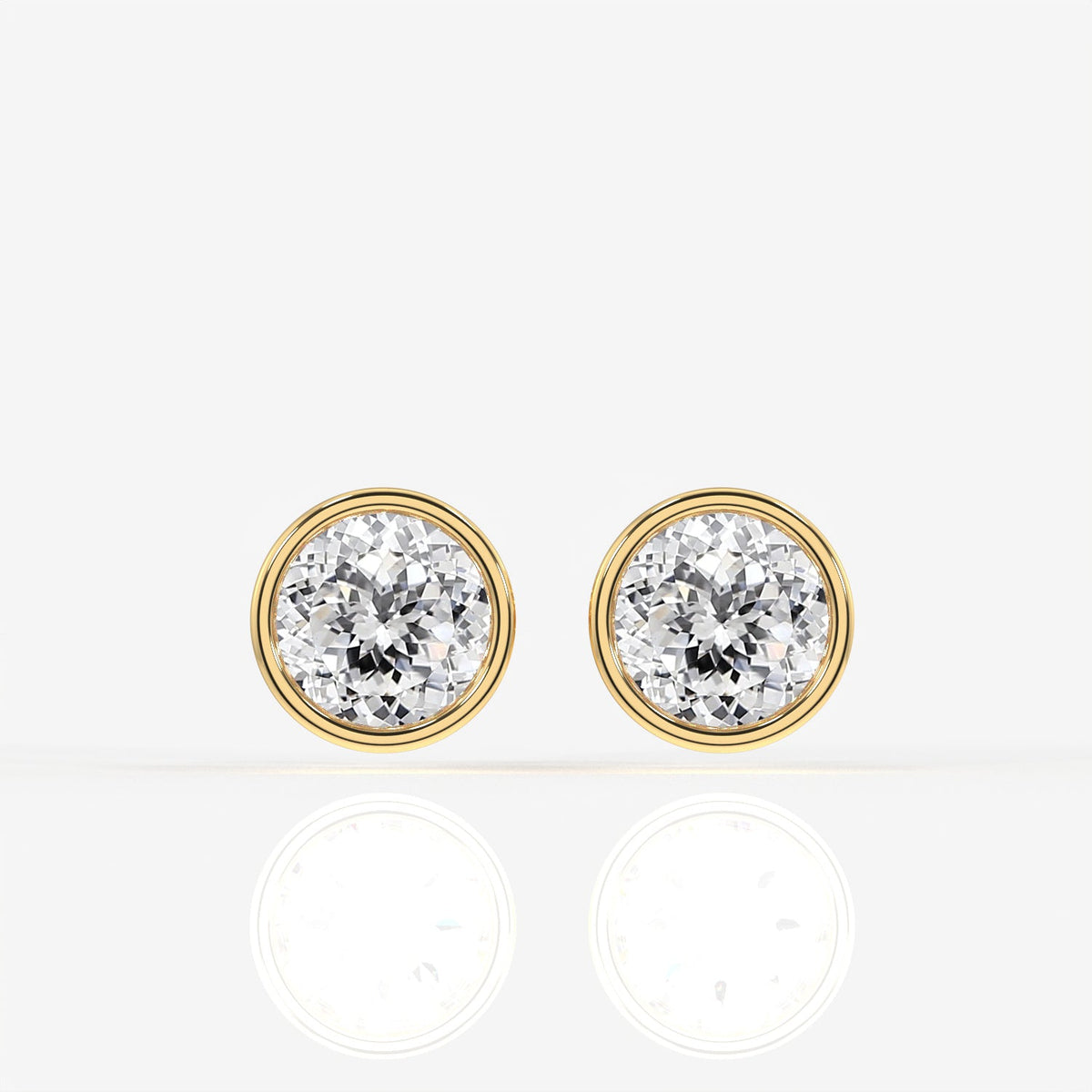 Portuguese Cut Moissanite Diamond Bezel Stud Sterling Silver Earrings