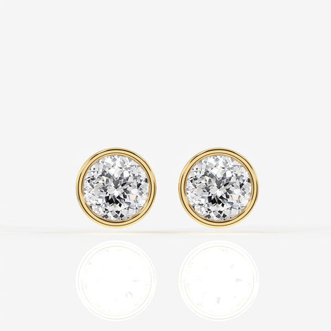 Portuguese Cut Moissanite Diamond Bezel Stud Sterling Silver Earrings