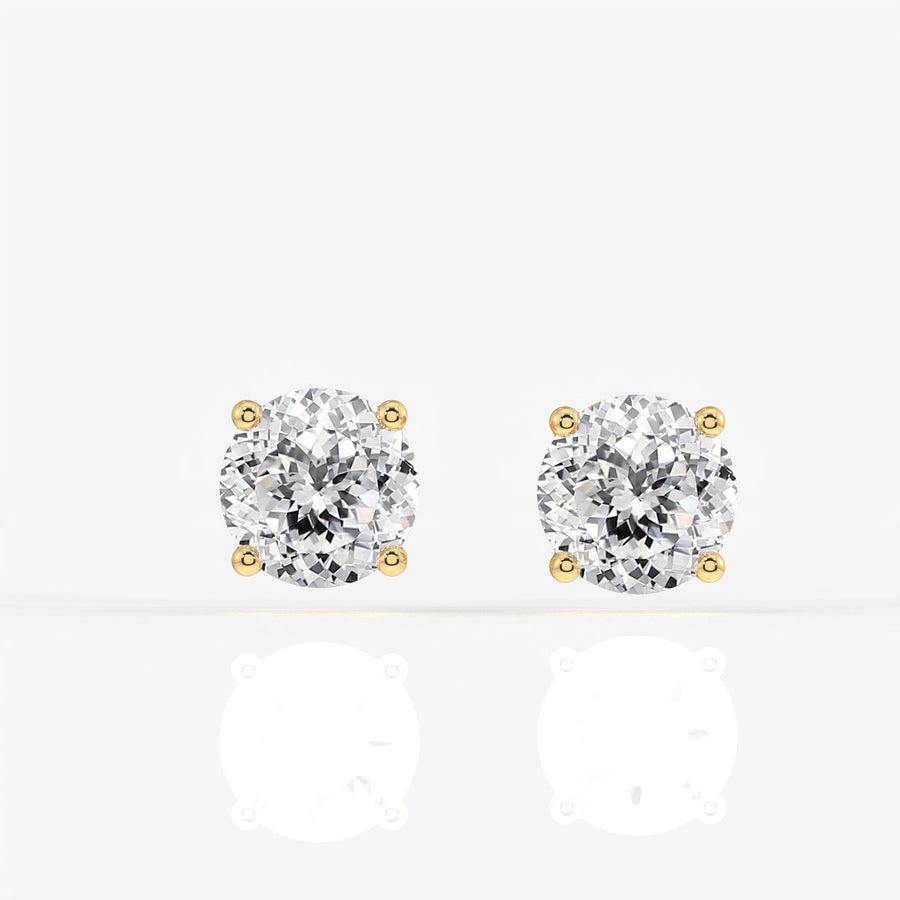 Portuguese Cut Moissanite Diamond Certified Stud Sterling Silver Earrings