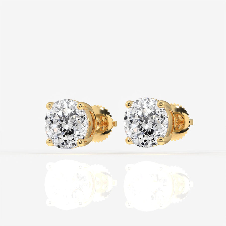 Portuguese Cut Moissanite Diamond Certified Stud Sterling Silver Earrings