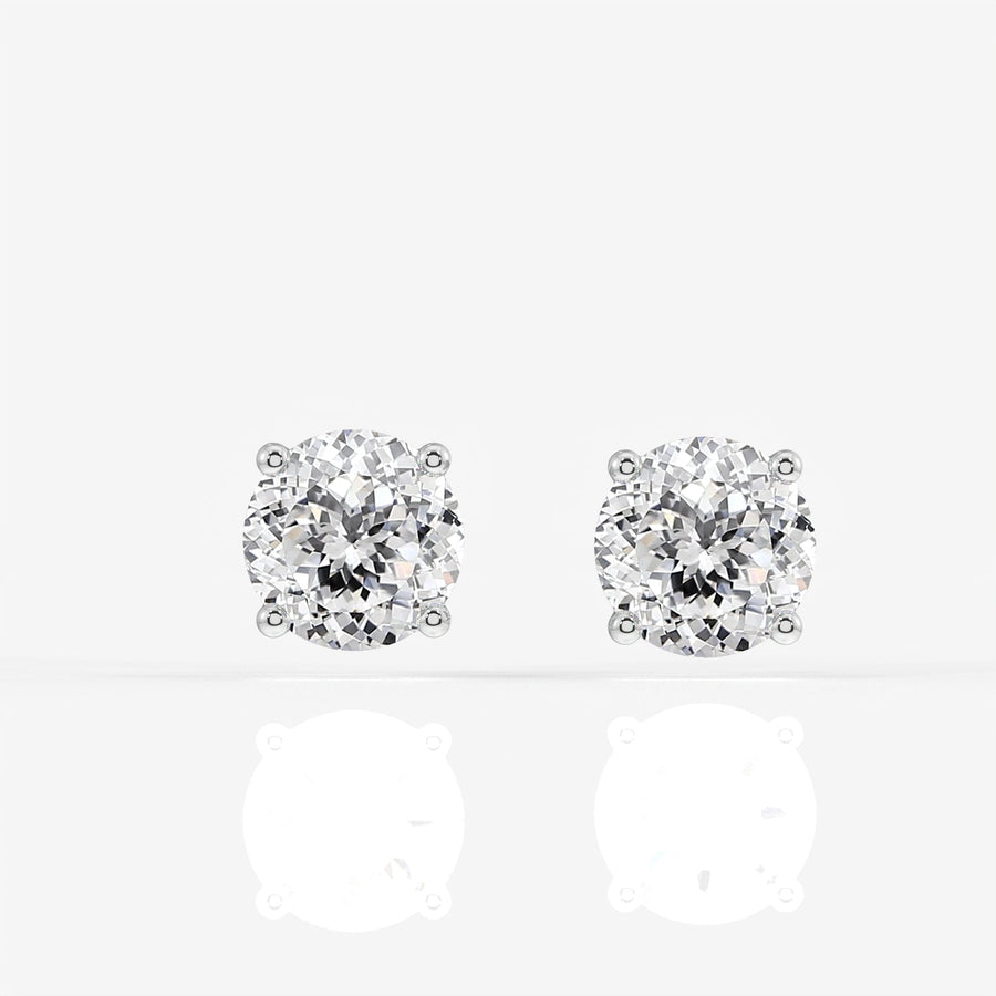 Portuguese Cut Moissanite Diamond Hidden Halo Stud Sterling Silver Earrings