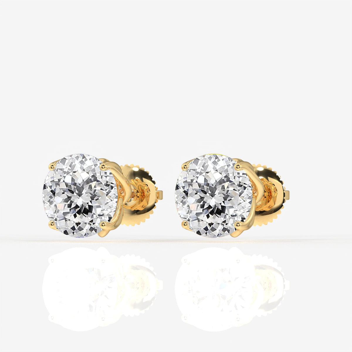 Portuguese Cut Moissanite Diamond Twisted Certified Stud Sterling Silver Earrings