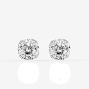 Portuguese Cut Moissanite Diamond Twisted Certified Stud Sterling Silver Earrings