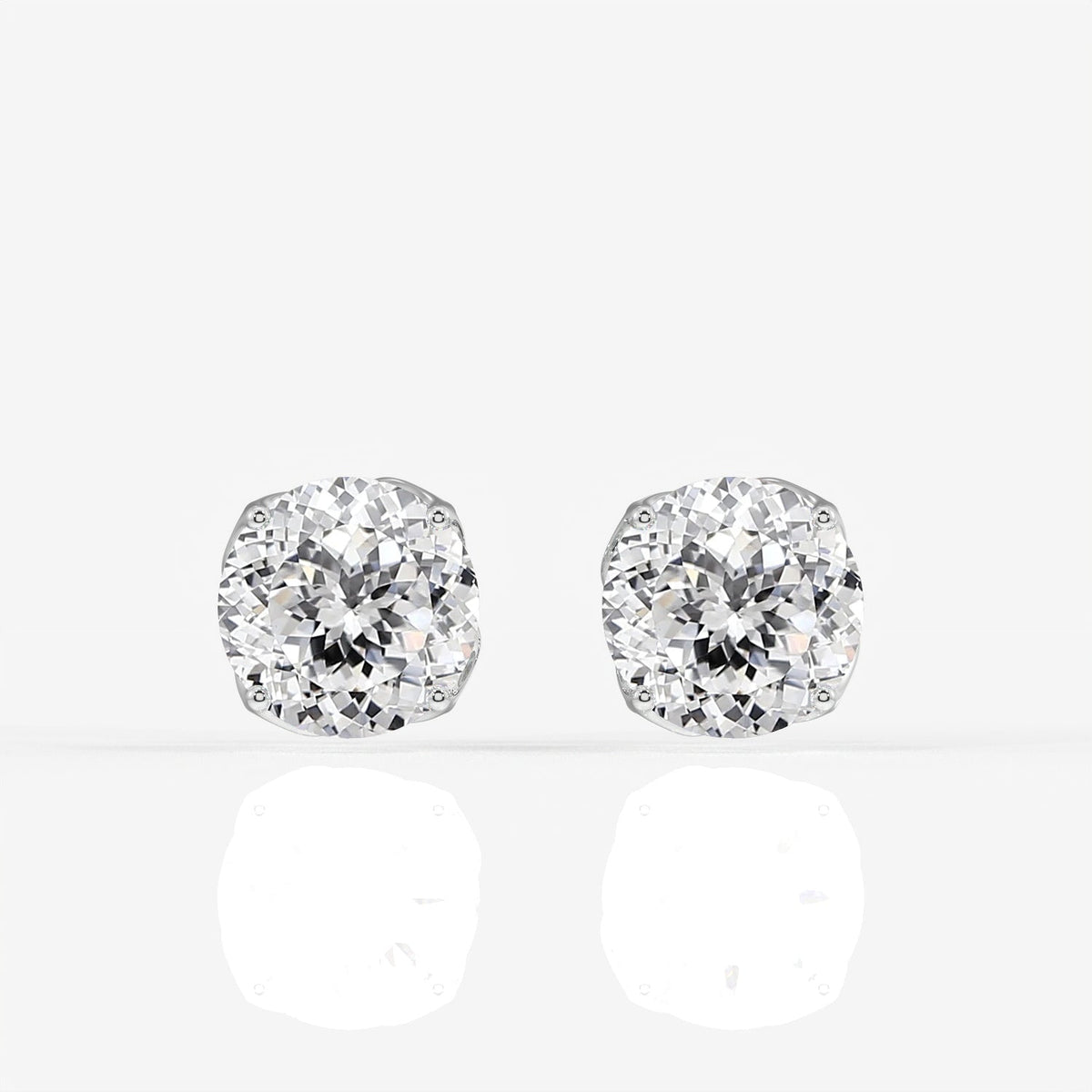 Portuguese Cut Moissanite Diamond Twisted Certified Stud Sterling Silver Earrings