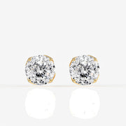 Portuguese Cut Moissanite Diamond Twisted Certified Stud Sterling Silver Earrings