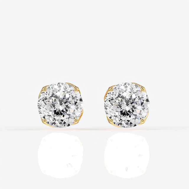 Portuguese Cut Moissanite Diamond Twisted Certified Stud Sterling Silver Earrings