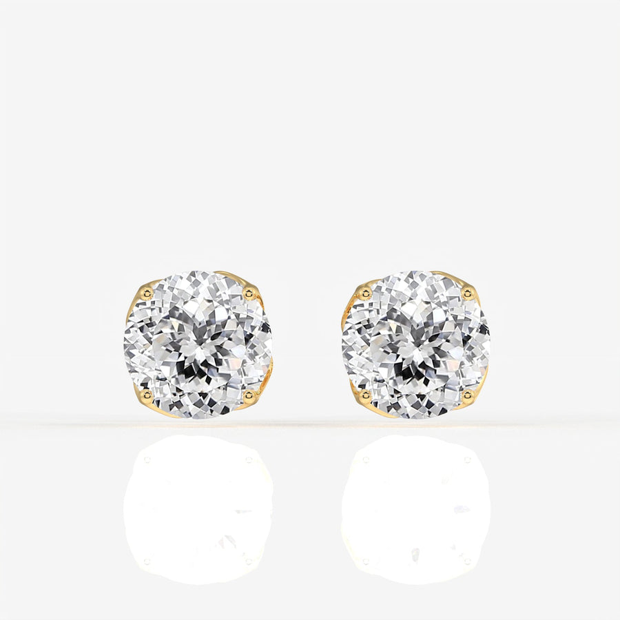 Portuguese Cut Moissanite Diamond Twisted Certified Stud Sterling Silver Earrings