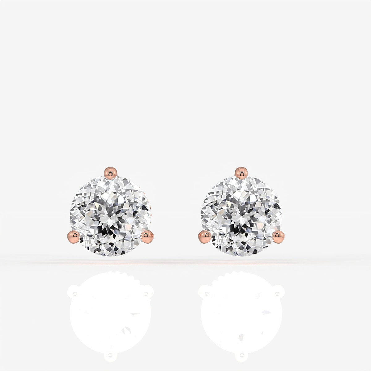 Portuguese Cut Moissanite Diamond Three Prong Stud Sterling Silver Earrings