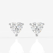 Heart Cut Moissanite Diamond Solitaire Stud Sterling Silver Earrings