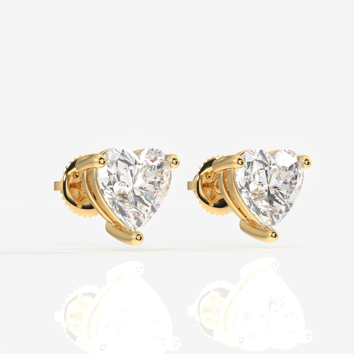 Heart Cut Moissanite Diamond Solitaire Stud Sterling Silver Earrings