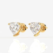 Heart Cut Moissanite Diamond Solitaire Stud Sterling Silver Earrings
