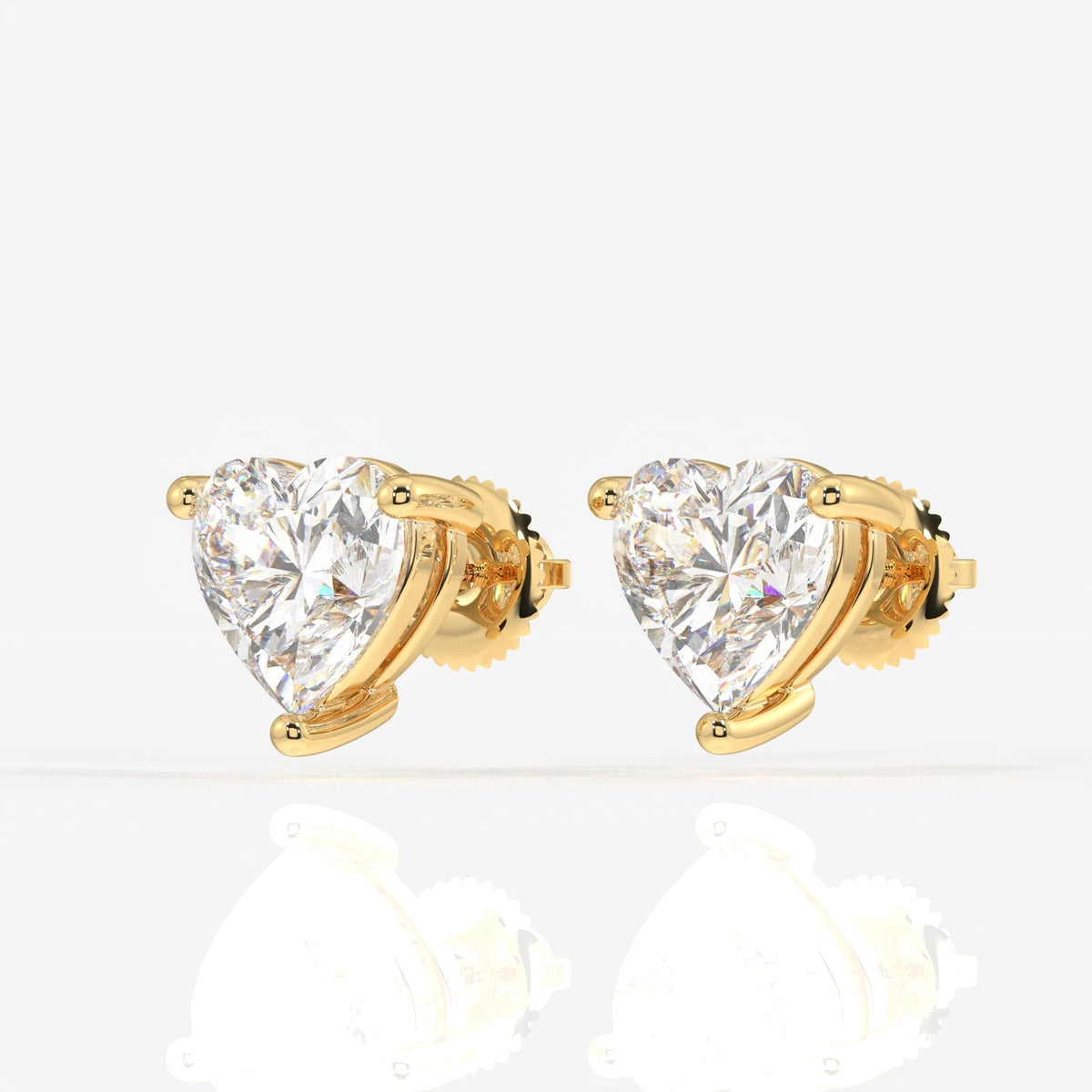 Heart Cut Moissanite Diamond Solitaire Stud Sterling Silver Earrings