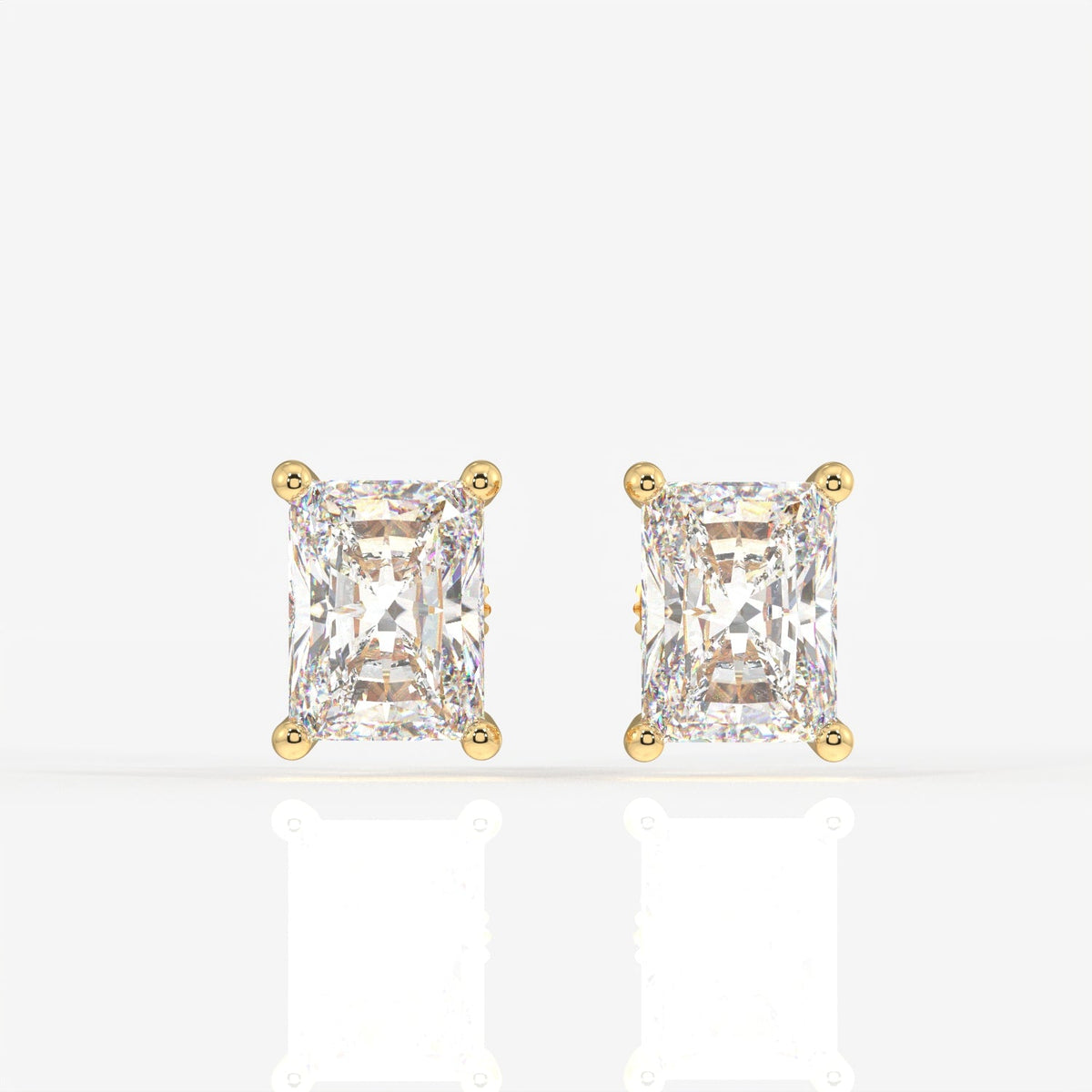 Radiant Cut Moissanite Diamond Solitaire Stud Sterling Silver Earrings