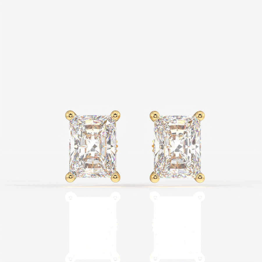 Radiant Cut Moissanite Diamond Solitaire Stud Sterling Silver Earrings