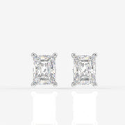 Radiant Cut Moissanite Diamond Solitaire Stud Sterling Silver Earrings