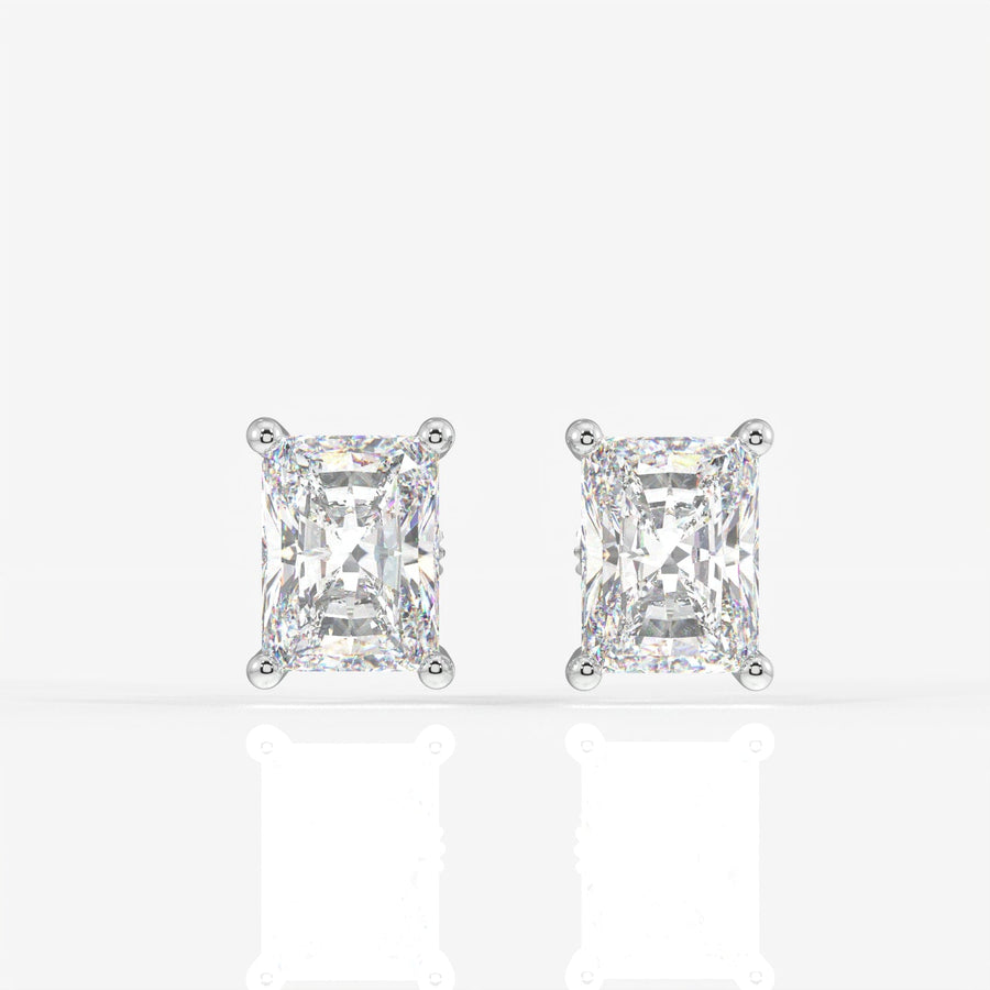 Radiant Cut Moissanite Diamond Solitaire Stud Sterling Silver Earrings