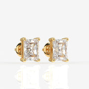 Radiant Cut Moissanite Diamond Solitaire Stud Sterling Silver Earrings