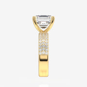 Asscher Cut Moissanite Diamond Three Layer Pave Sterling Silver Ring