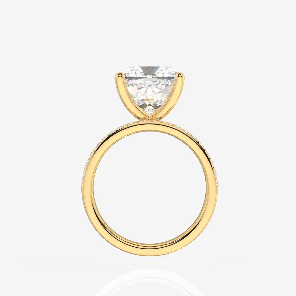Cushion Cut Moissanite Diamond Three Layer Pave Sterling Silver Ring