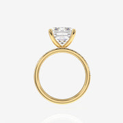 Emerald Cut Moissanite Diamond Three Layer Pave Sterling Silver Ring