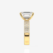 Emerald Cut Moissanite Diamond Three Layer Pave Sterling Silver Ring