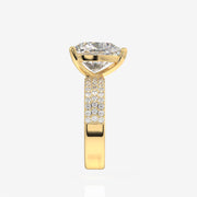 Heart Cut Moissanite Diamond Three Layer Pave Sterling Silver Ring