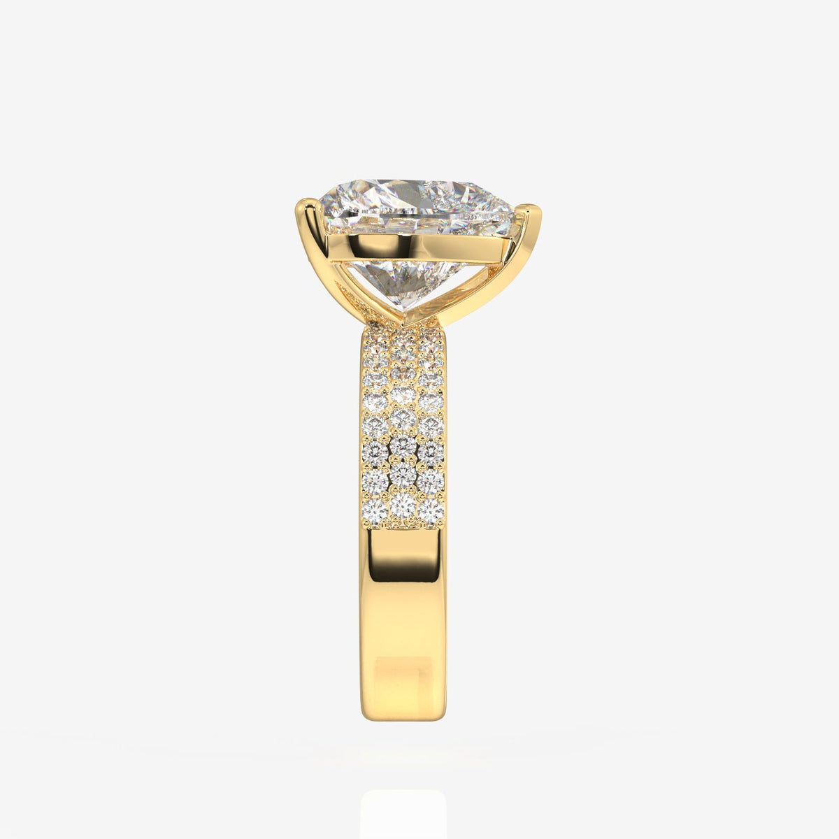 Heart Cut Moissanite Diamond Three Layer Pave Sterling Silver Ring
