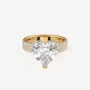 Heart Cut Moissanite Diamond Three Layer Pave Sterling Silver Ring