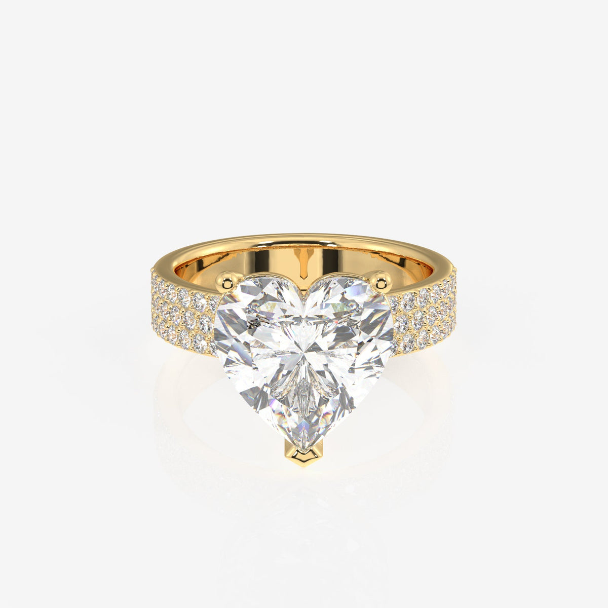 Heart Cut Moissanite Diamond Three Layer Pave Sterling Silver Ring