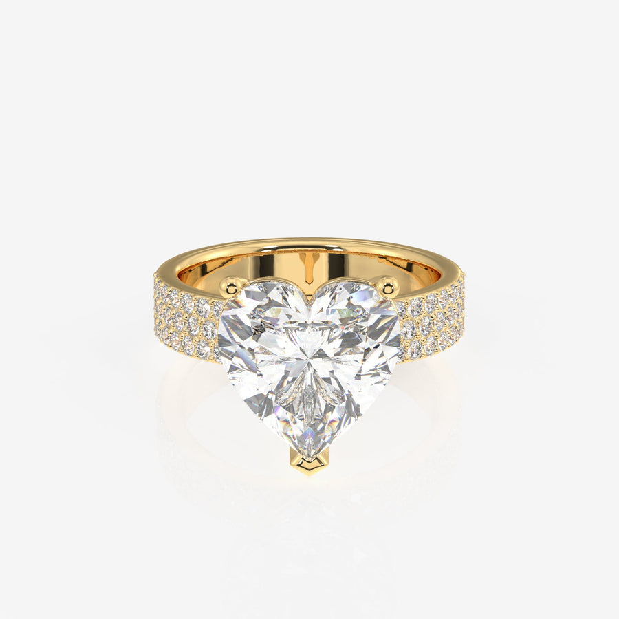 Heart Cut Moissanite Diamond Three Layer Pave Sterling Silver Ring