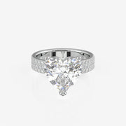 Heart Cut Moissanite Diamond Three Layer Pave Sterling Silver Ring