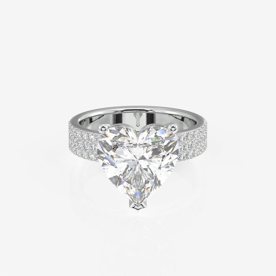 Heart Cut Moissanite Diamond Three Layer Pave Sterling Silver Ring