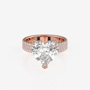 Heart Cut Moissanite Diamond Three Layer Pave Sterling Silver Ring