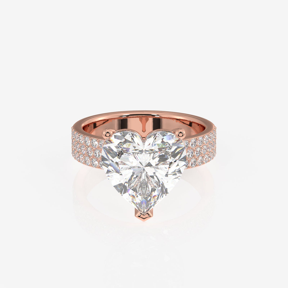 Heart Cut Moissanite Diamond Three Layer Pave Sterling Silver Ring