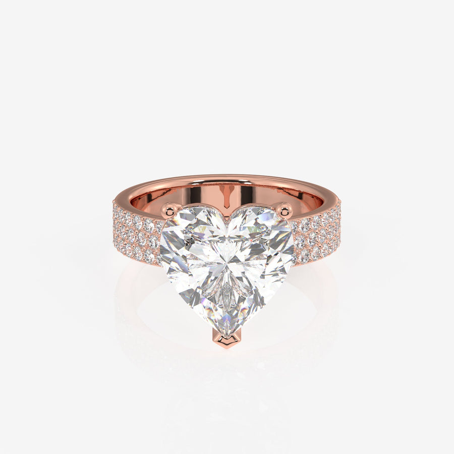 Heart Cut Moissanite Diamond Three Layer Pave Sterling Silver Ring